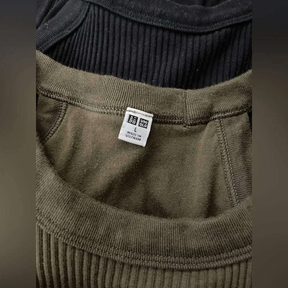 Uniqlo Women's Ribbed Tank built in bra White, Pink,Olive,Tan&black. 5 tops - Picture 5 of 12